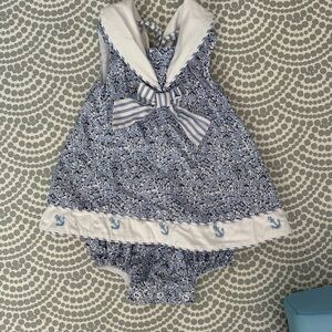 Charming Blue and White Baby Dress with Nautical Accents